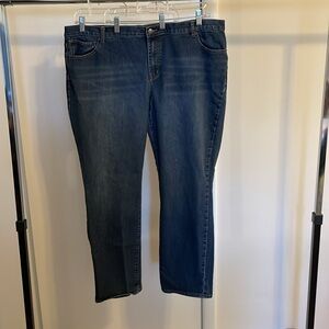 Dress barn- signature fit straight Jean. Dark wash. Size 22. EUC.